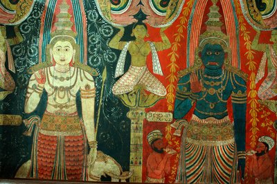 Wandgemälde an den Wänden des Kelaniya-Tempels im Kelaniya Vihara, einer der heiligsten buddhistischen Stätten etwa sechs Meilen von der Hauptstadt Colombo, Sri Lanka. 7. Januar 2010 von Unknown
